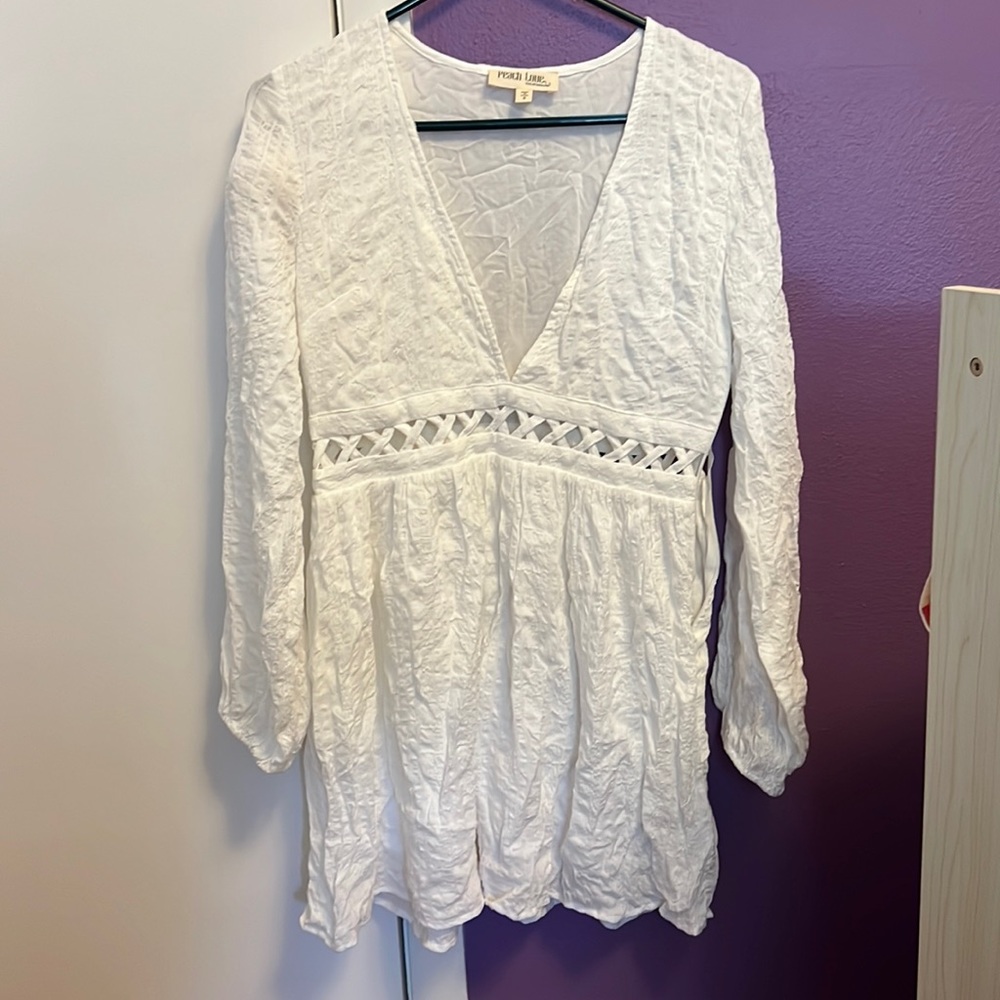 White NanaMacs cut out long sleeve dress size small